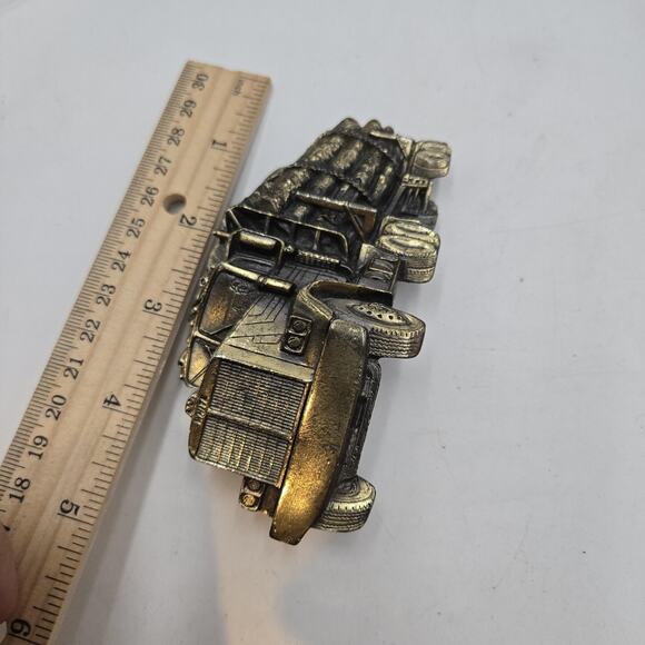 Logging Semi Truck Metal Chicago Belt Buckle Rectangle Shaped Vintage 1980 - Picture 5 of 5